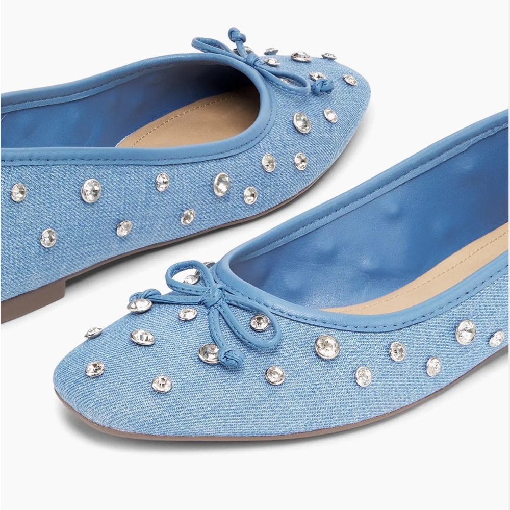 Shutz Blue Embellished Arissa Ballet Flats Denim Size 9
